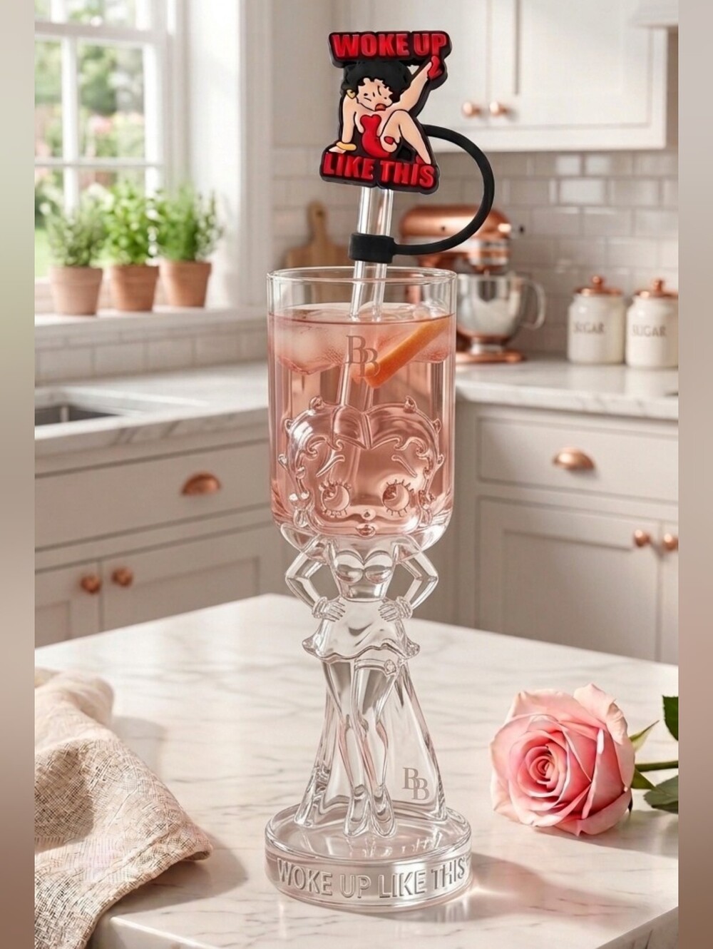 NWT Betty Boop Reusable Straw Topper Or Cover Cap